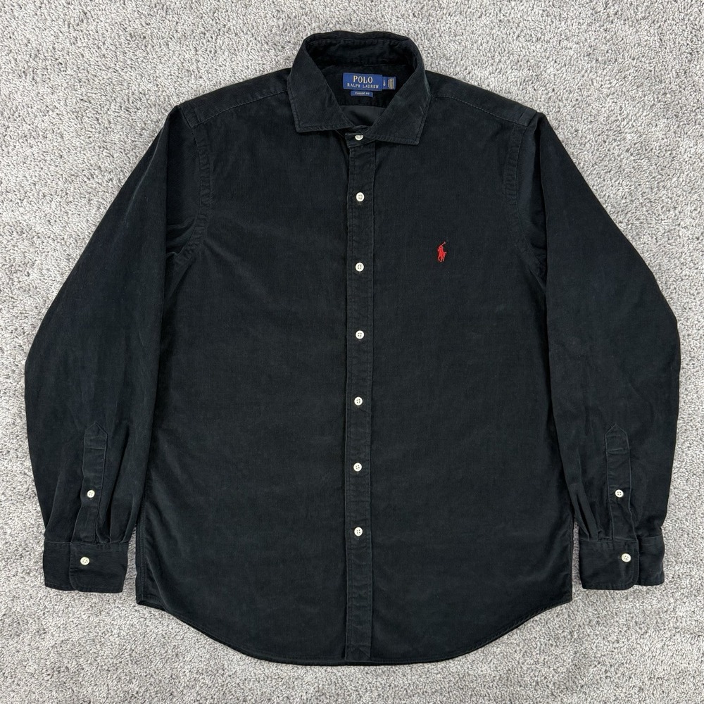 Polo Ralph Lauren Corduroy Shirt Men's L Long Sleeve Button Up Cutaway Collar - Picture 1 of 10
